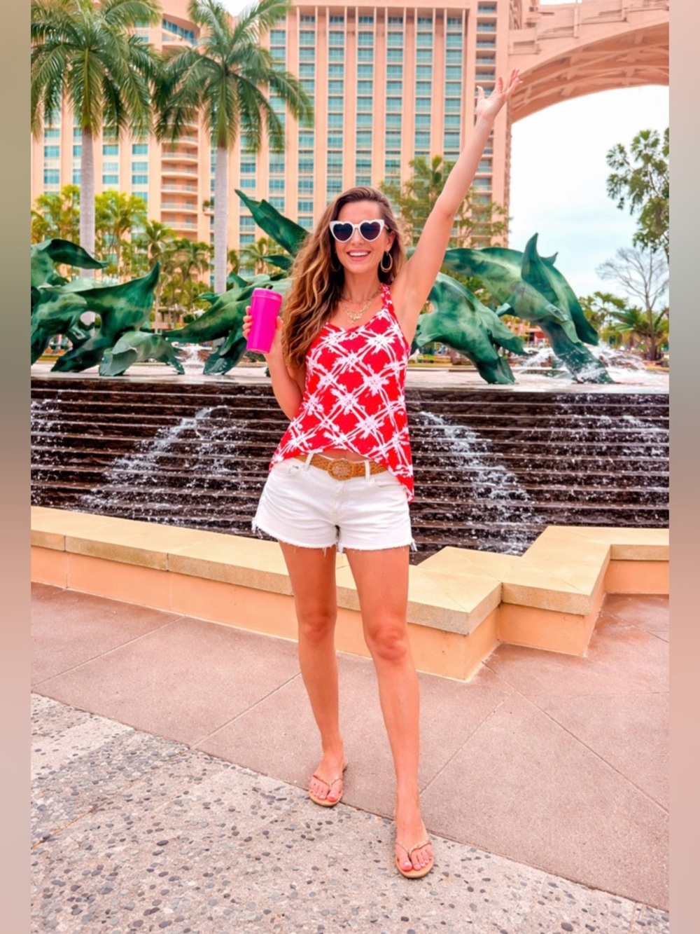 Southern Frock Red Abstract Tank Top Coastal Resort Chic Sleeveless S/M